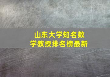 山东大学知名数学教授排名榜最新