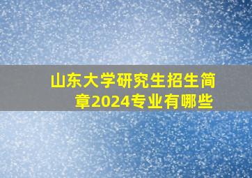 山东大学研究生招生简章2024专业有哪些