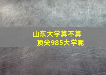 山东大学算不算顶尖985大学呢