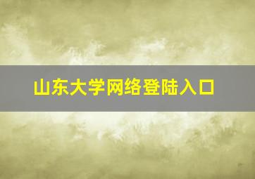 山东大学网络登陆入口