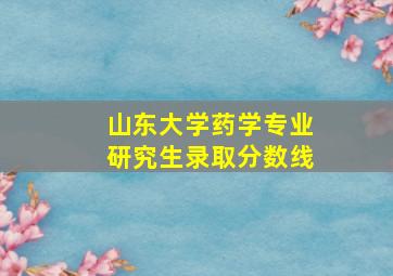 山东大学药学专业研究生录取分数线