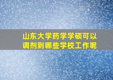 山东大学药学学硕可以调剂到哪些学校工作呢