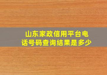 山东家政信用平台电话号码查询结果是多少