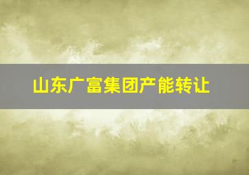 山东广富集团产能转让