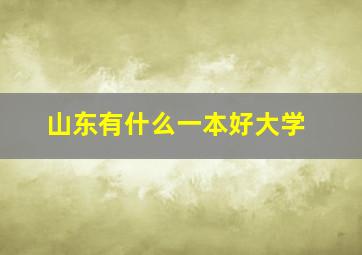 山东有什么一本好大学