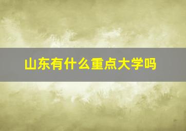 山东有什么重点大学吗