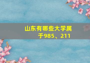 山东有哪些大学属于985、211