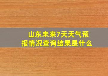 山东未来7天天气预报情况查询结果是什么