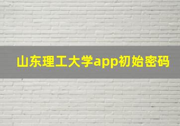 山东理工大学app初始密码