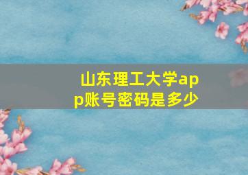 山东理工大学app账号密码是多少