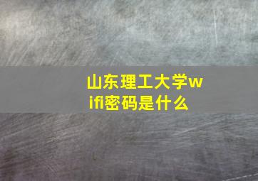 山东理工大学wifi密码是什么