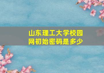 山东理工大学校园网初始密码是多少