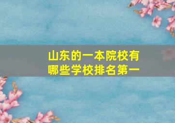 山东的一本院校有哪些学校排名第一