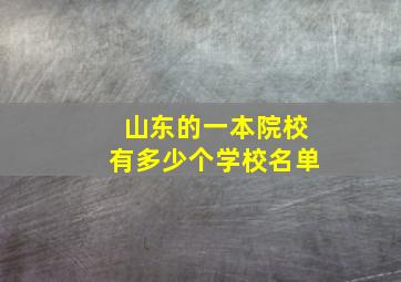 山东的一本院校有多少个学校名单