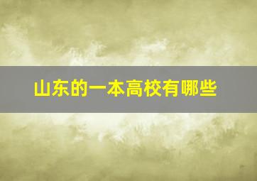 山东的一本高校有哪些