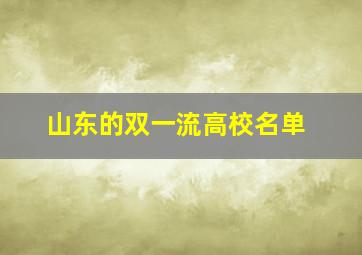 山东的双一流高校名单