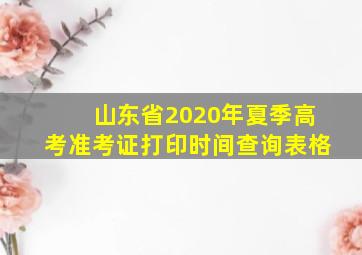 山东省2020年夏季高考准考证打印时间查询表格