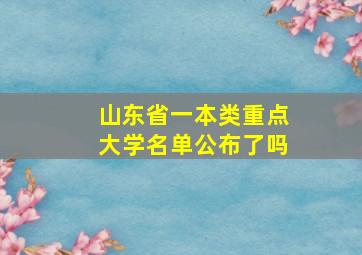 山东省一本类重点大学名单公布了吗