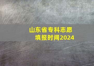 山东省专科志愿填报时间2024