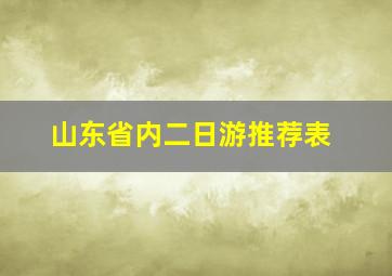 山东省内二日游推荐表