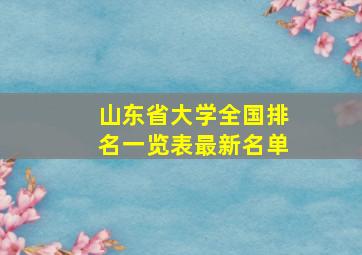 山东省大学全国排名一览表最新名单