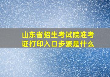 山东省招生考试院准考证打印入口步骤是什么