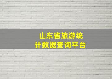 山东省旅游统计数据查询平台