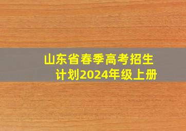 山东省春季高考招生计划2024年级上册