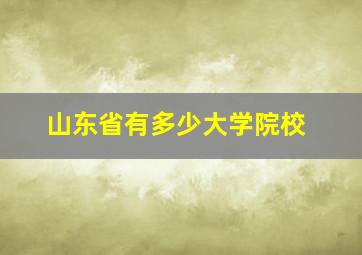 山东省有多少大学院校