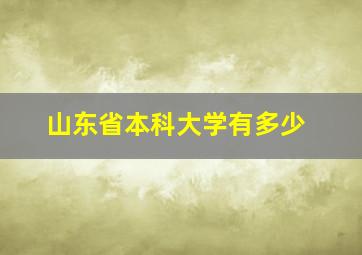 山东省本科大学有多少