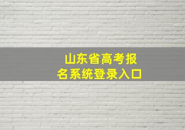 山东省高考报名系统登录入口