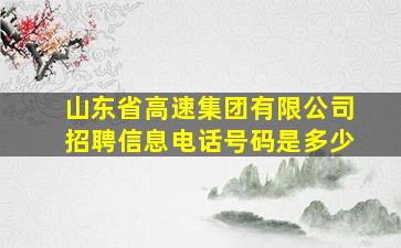 山东省高速集团有限公司招聘信息电话号码是多少