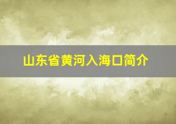 山东省黄河入海口简介