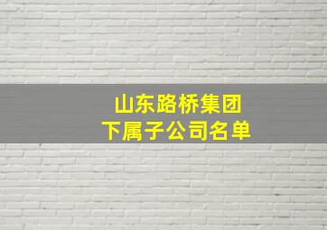 山东路桥集团下属子公司名单