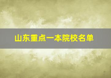 山东重点一本院校名单