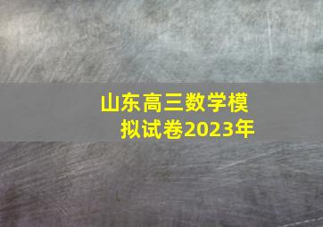 山东高三数学模拟试卷2023年