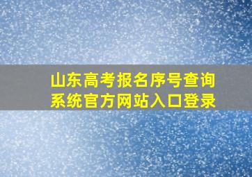 山东高考报名序号查询系统官方网站入口登录