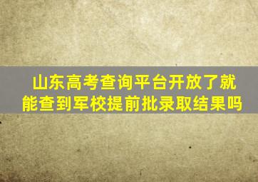 山东高考查询平台开放了就能查到军校提前批录取结果吗