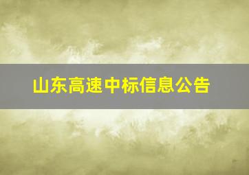 山东高速中标信息公告