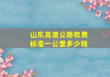 山东高速公路收费标准一公里多少钱