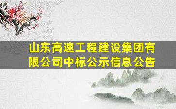 山东高速工程建设集团有限公司中标公示信息公告