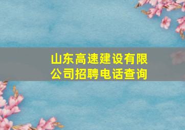 山东高速建设有限公司招聘电话查询