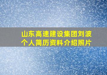 山东高速建设集团刘波个人简历资料介绍照片