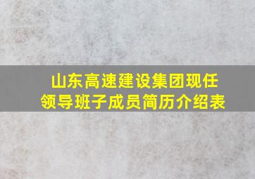 山东高速建设集团现任领导班子成员简历介绍表