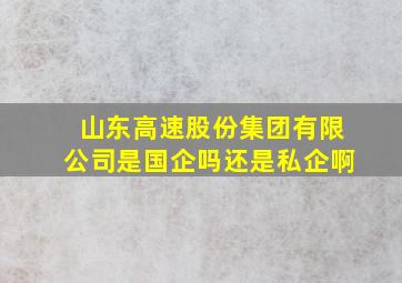 山东高速股份集团有限公司是国企吗还是私企啊