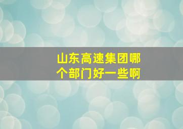 山东高速集团哪个部门好一些啊