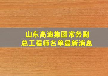 山东高速集团常务副总工程师名单最新消息