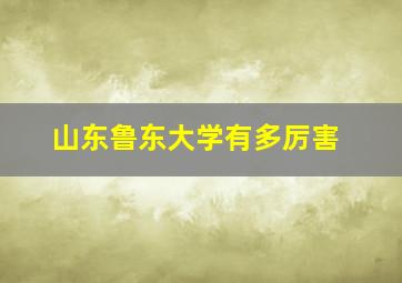 山东鲁东大学有多厉害