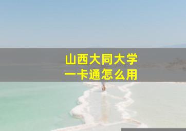 山西大同大学一卡通怎么用