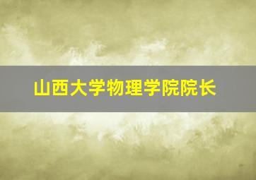 山西大学物理学院院长